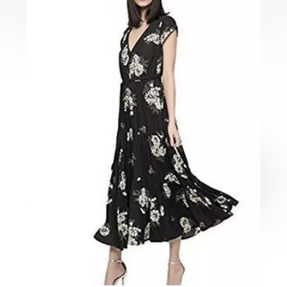 Free People All I Got Midi Maxi Dress Tiered Deep V Floral Boho Sz 0 - Picture 4 of 16